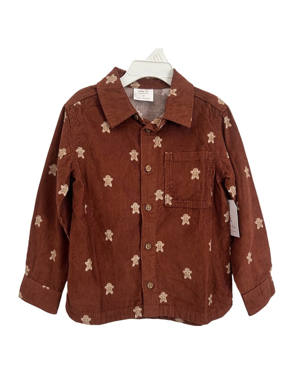 Little Co. by Lauren Conrad Gingerbread Corduroy Button‑Up Shirt Size 4T NWT